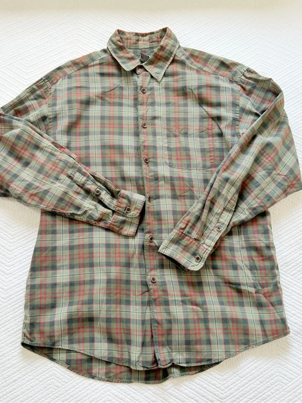 Banana Republic Men's Plaid Button-Down Shirt in Olive, Brown & Rust